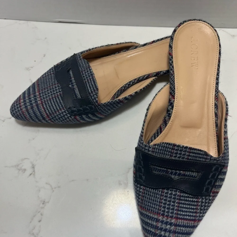 J. Crew Tweed Loafer Mules 7
